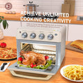 Air Fryer Toaster Oven, Compact Small Convection Oven Countertop For Fries, Chicken, Pizza, Cake, Bread, Muffin, Steak, 19QT With 4 Accessories, 33 Original Recipes, 1550W, Cream White