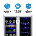 Newair 18 Bottle 60 Can Wine and Beverage Refrigerator Cooler, Built-in Dual Zone Fridge in Stainless Steel for Home, Office or Bar