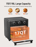 TaoTronics Air Fryer Toaster Oven, 17QT Convection Countertop Oven with 6-in 1 Functions, 180°-450°F Temp Controls, 60min Timer