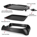 iCucina Flat Electric Griddle Nonstick for Pancakes, Eggs, Quesadillas, Electric Indoor Kitchen Griddle with a Fully Immersible Plate with Removable Dip Tray