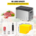 VEVOR Portable Car Refrigerator 42 Qt, 12V Portable Freezer with Single Zone, 12/24V DC & 110-240V AC Electric Cooler with -4℉-68℉ Cooling Range, for Car Truck Vehicle RV Boat Outdoor & Home use