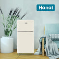 WANAI 3.5 Cu.ft Retro Mini Fridge with Freezer Small Refrigerators Dual Doors & Handles Cream